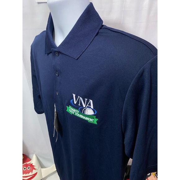 NWT Core365 Men’s Polo Shirt Size Large Classic Navy Blue Short Sleeve VNA - Picture 6 of 9